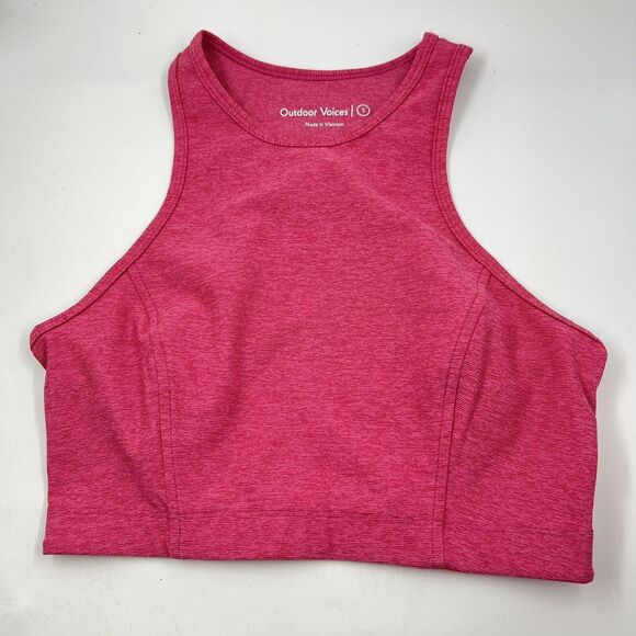 Outdoor Voices Sports Bra Small S Pink Racer back Pullover High Neck - Picture 1 of 6